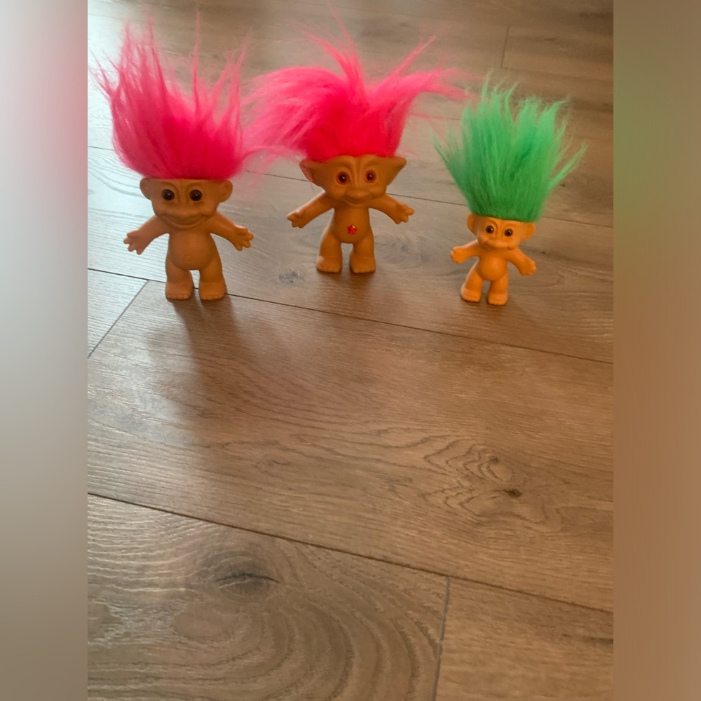 Trolls Vibrant Pink and Green Hair Dolls Collection
